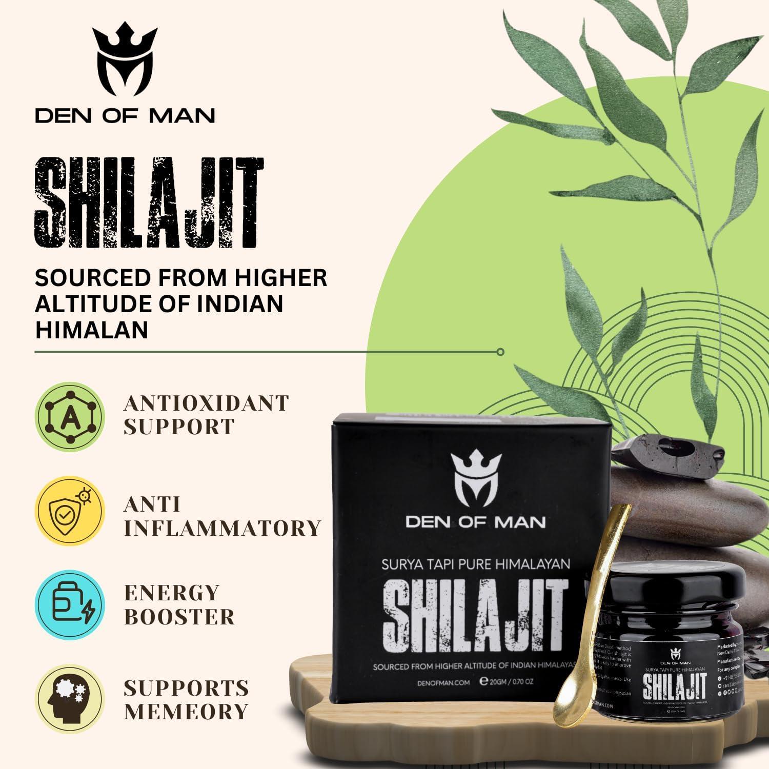 Den of Man Den of Man Sun Dried Himalayan Shilajit Resin For Stamina & Energy, Rich in Fulvic Acid, 20gm