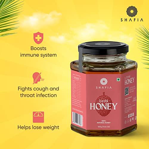SHAFIA Shafia Litchi Honey : 100% Pure & Natural, Unprocessed Honey, No Sugar Adulteration (500 Gram)
