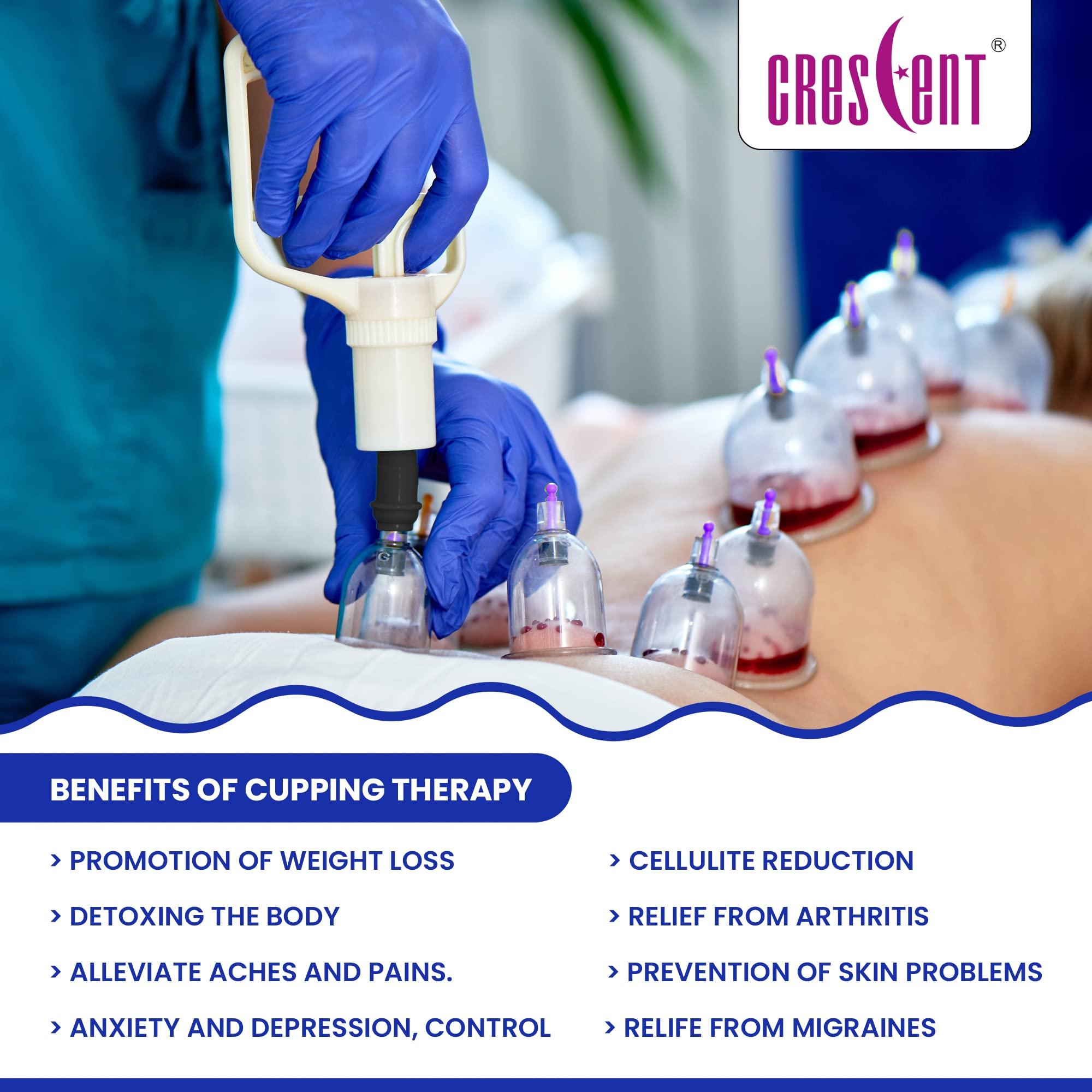 CRESCENT Crescent Hijama Set| Cupping Therapy Kit| Hijama Cupping Set with Pump and 6 Cups (1 Pair, Size 1-6), 1 White Pump