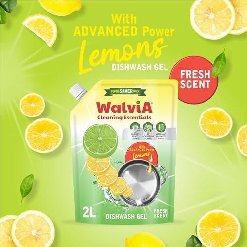 walvia Walvia Dishwash Liquid Gel with Advance Power | Dishwasher Liquid Detergent for a Deep Clean | Tackle Stubborn Grime | Powerful Cleaning Solution for All Utensils - 2L Refill Pack (2 liter)