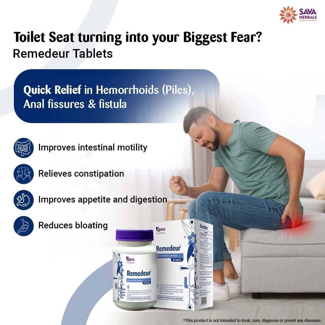 Sava Herbals Remedeur Tablets Quick Relief in Hemorrhoids (Piles), Anal Fissures & Fistula