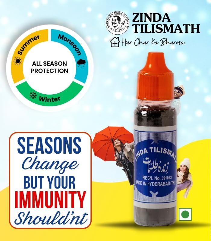 Zinda Tilismath Zinda Tilismath 15ml Ayurvedic Herbal Remedy For Common Ailments & Immunity Booster For Cough and Pain Relief Oil (Pack Of 10)-Trusted Home Remedy for Internal & External Use