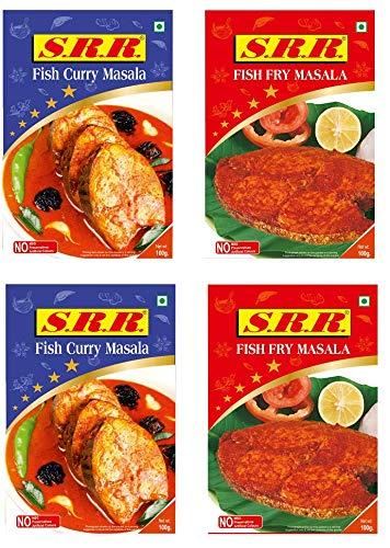 SRR SRR 2 Fish Curry and 2 Fish Fry Masala 100 Grams Each All Natural No Artificial Flavors