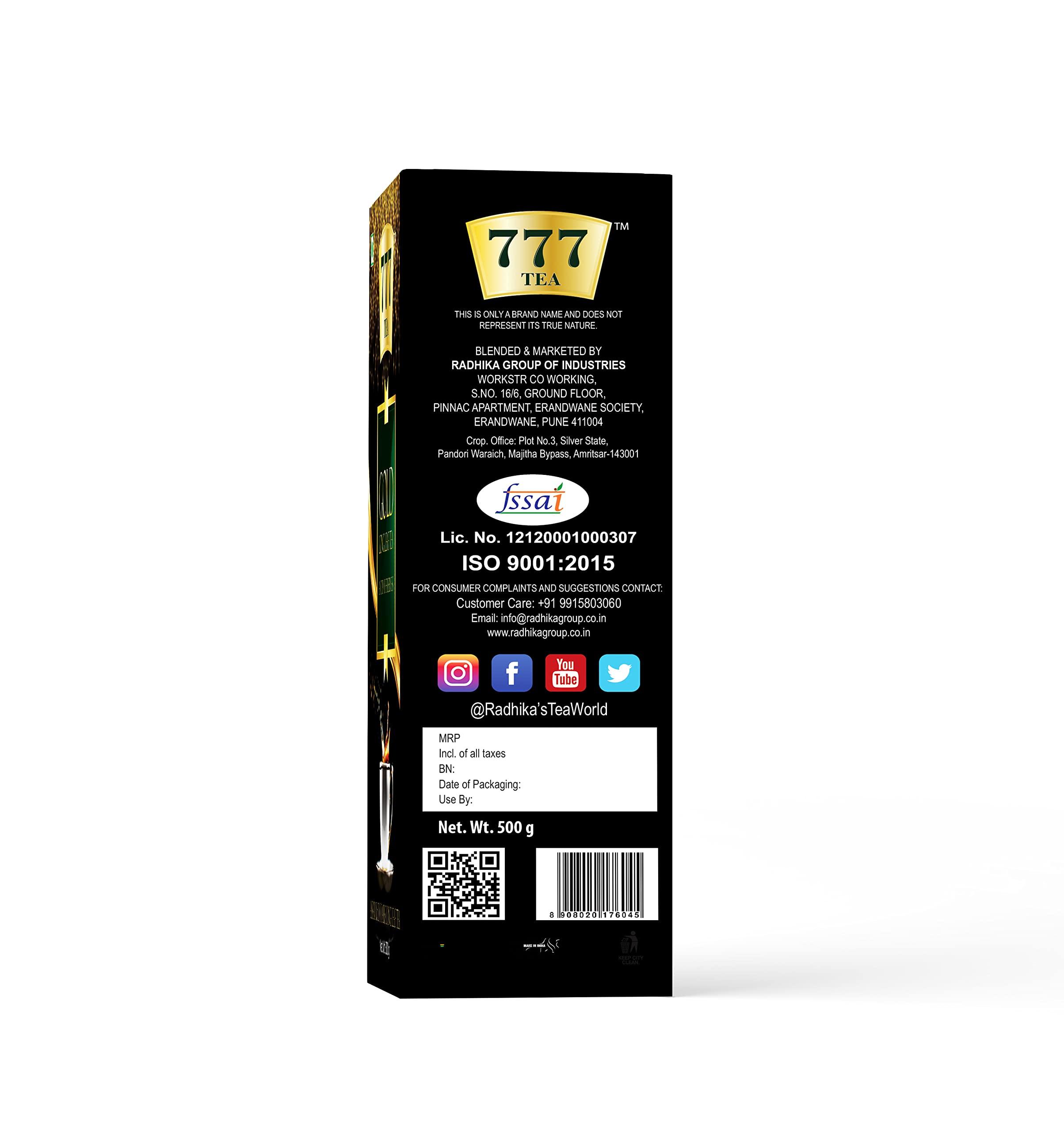 777 777 Tea Gold Long Leaf Tea | Assam tea | Rich & Aromatic Chai | Black Tea | Tea Leaf | Chai Patti (Pack Of 3, 500 GM Each)