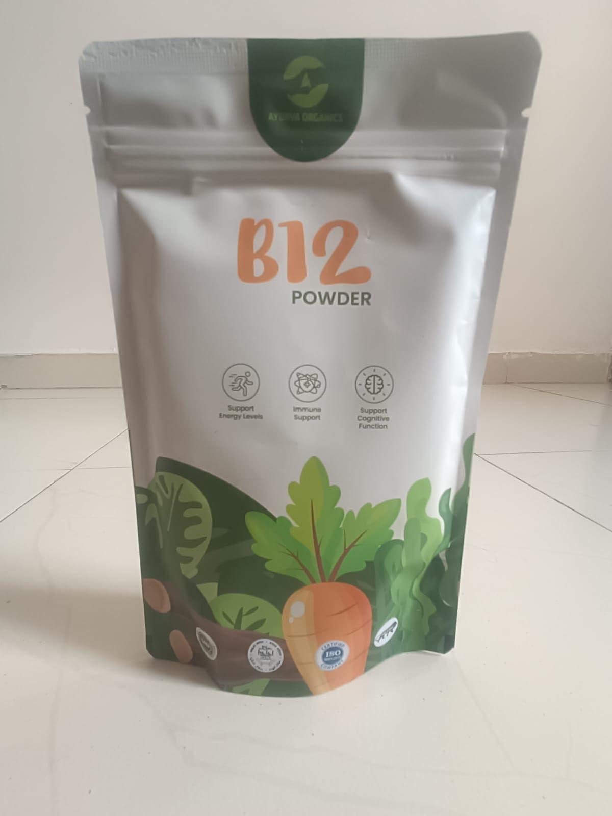 AYURVA ORGANICS AYURVA ORGANICS B12 Powder Vitamin B12 Green Food Powder For Men & Women | Plant Based B12 Powder.