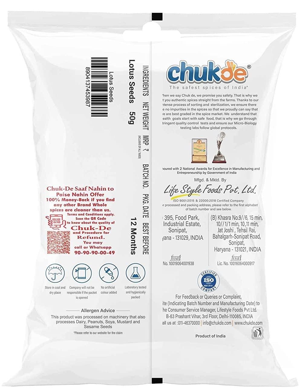 CHUKDE Chukde Phool Makhana - Fox Nuts - 100 Gm: Low-Calorie, Rich in Protein, Antioxidants, and Heart-Healthy Snack. Perfect for Sabzi, Kheer, Pilaf, and Curries.