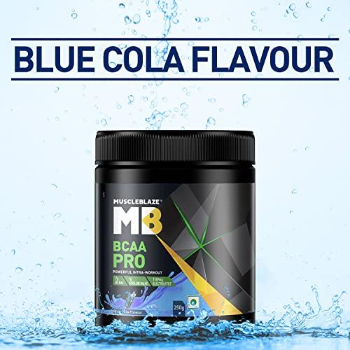 MuscleBlaze MuscleBlaze BCAA Pro, Powerful Intra Workout, with 7g Vegan BCAAs, 1169 mg Electrolytes, 1 g Citrulline (Blue Cola, 250 g, 20 Servings)