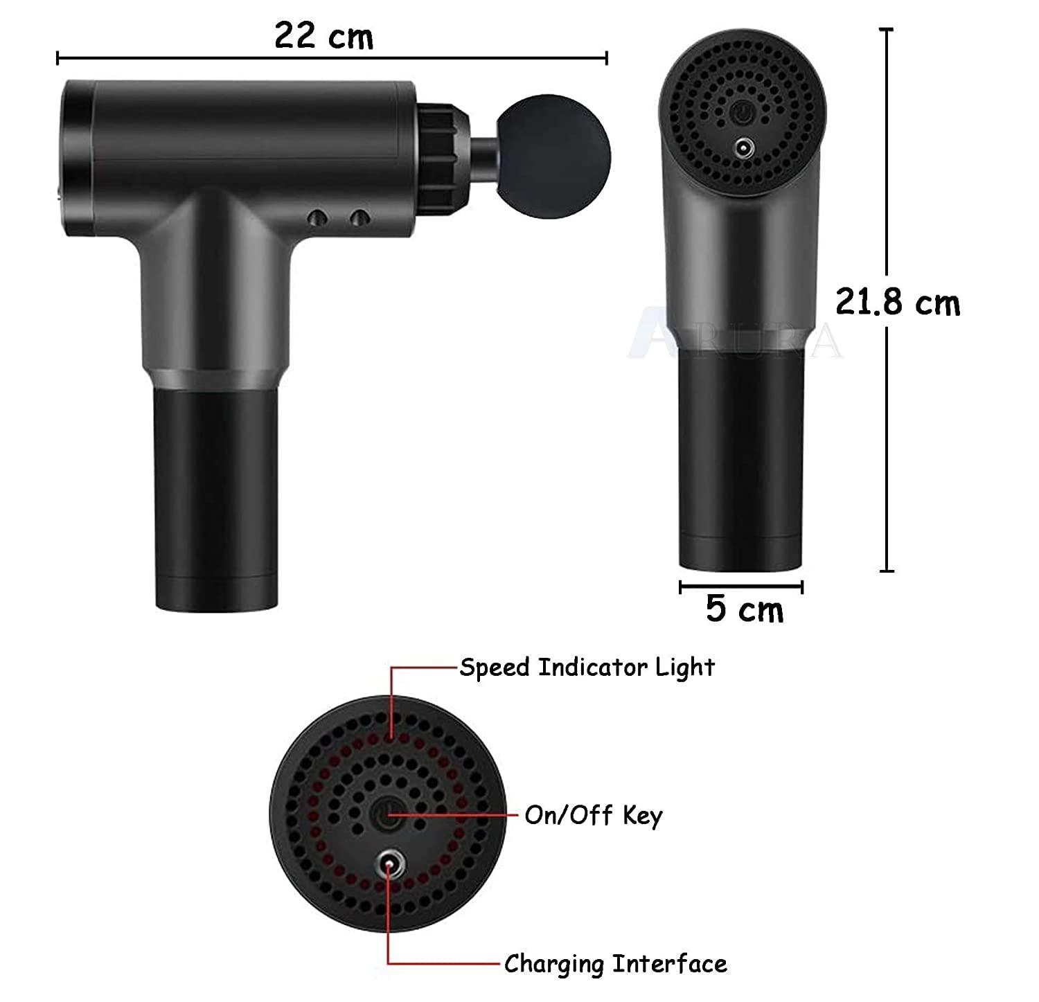 GION GION Professional Body Massager Machine Gun for Pain Relief Percussion Gun Back Massager for Men & Women with 4 Attachments (1Pcs)