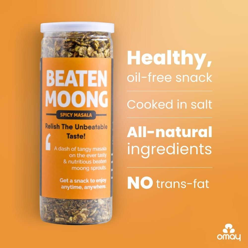 Omay Foods Omay Foods Roasted Moong Jor, 140g Jar (Pack of 4) | Healthy Snack, 100% Oil-Free | Roasted Snack - Cooked in Salt I Full of Protein
