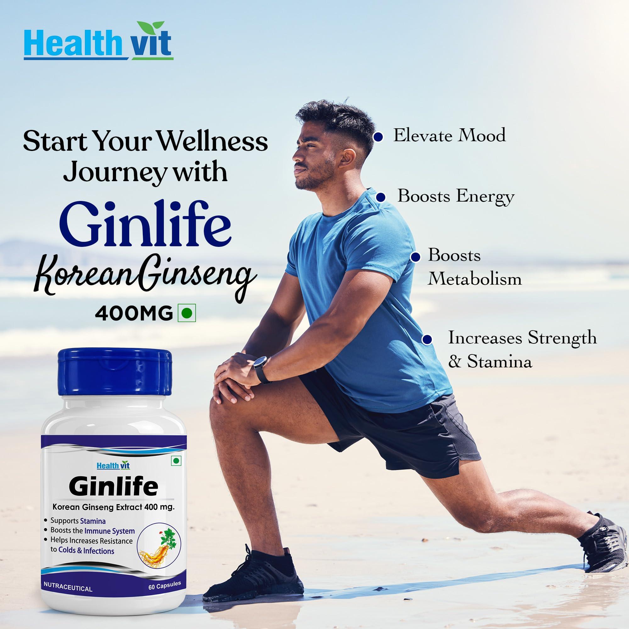 HealthVit Healthvit Ginlife Korean Ginseng Extract 500 mg - 60 Capsules