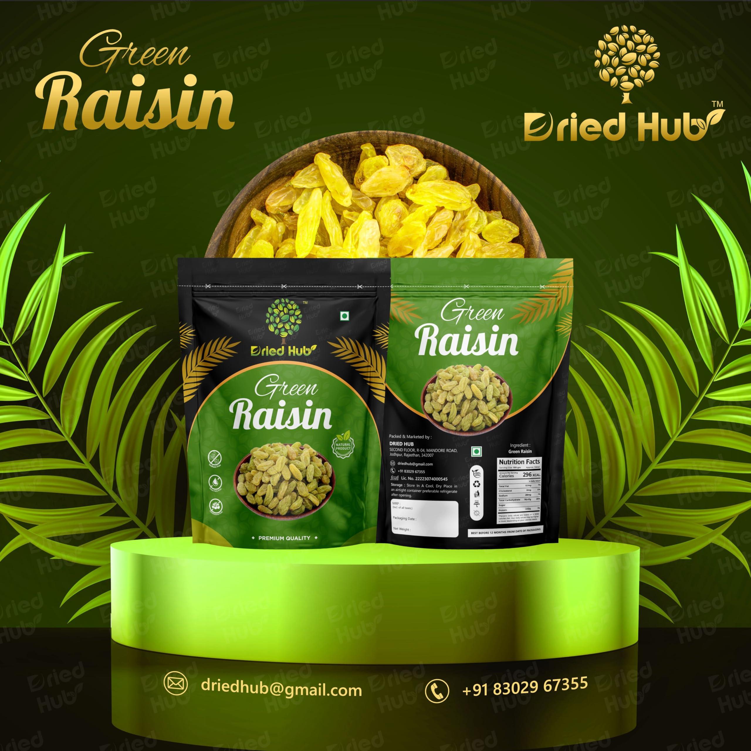 Dried Hub Dried Hub Green Raisin (Kishmish) High in Antioxidants, Naturally Sweet & tasty, 1Kg Pouch Pack