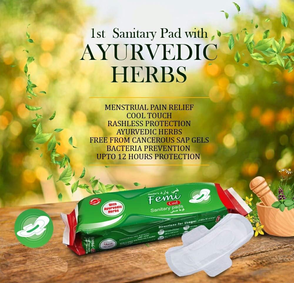 Rozatech Rozatech Femi Cool Medicated Sanitary Pad With Ayurvedic Herbs|Pain Relief|Rash Free|With Wings-Xl (Pack of 24 Pads)