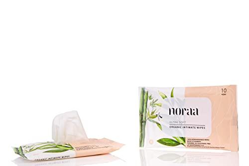 Noraa Noraa Ultra Soft Organic Intimate Wipes with Natural Goodness of Tea Tree Oil and Aloe Vera (Pack of 8 x 10 Wipes)