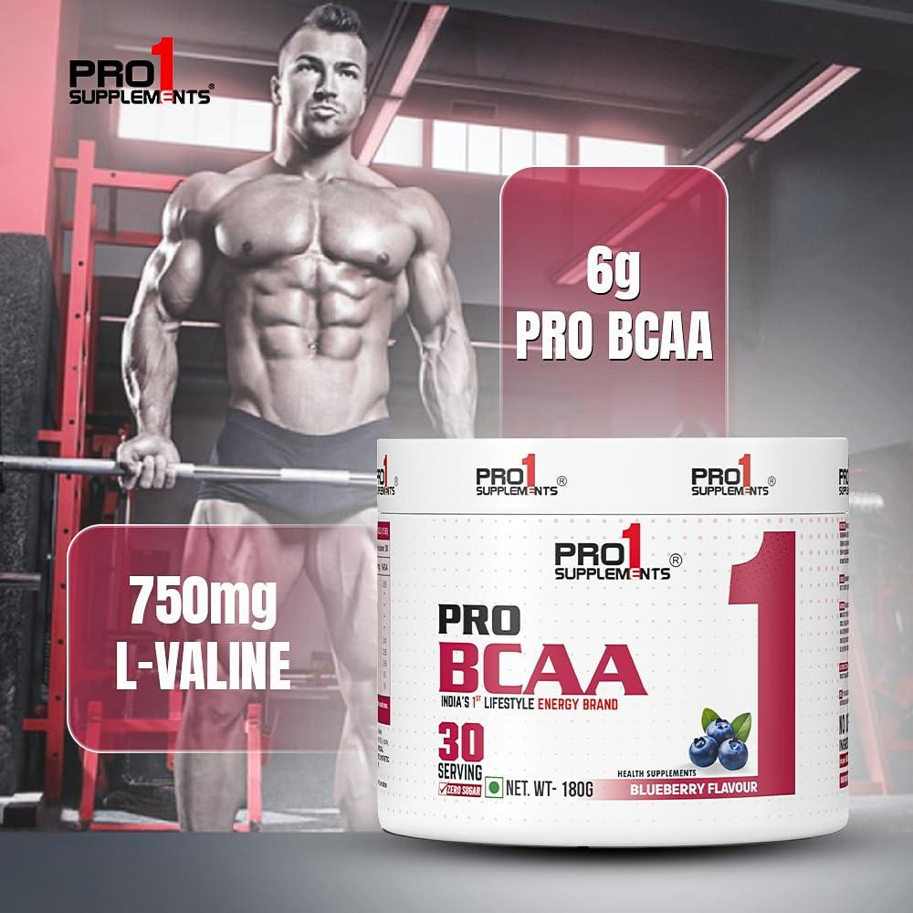 Pro1 Supplements Pro1 Supplements Pro BCAA Powder | bcaa Supplements for men & Women 180g - Blueberry Flavour