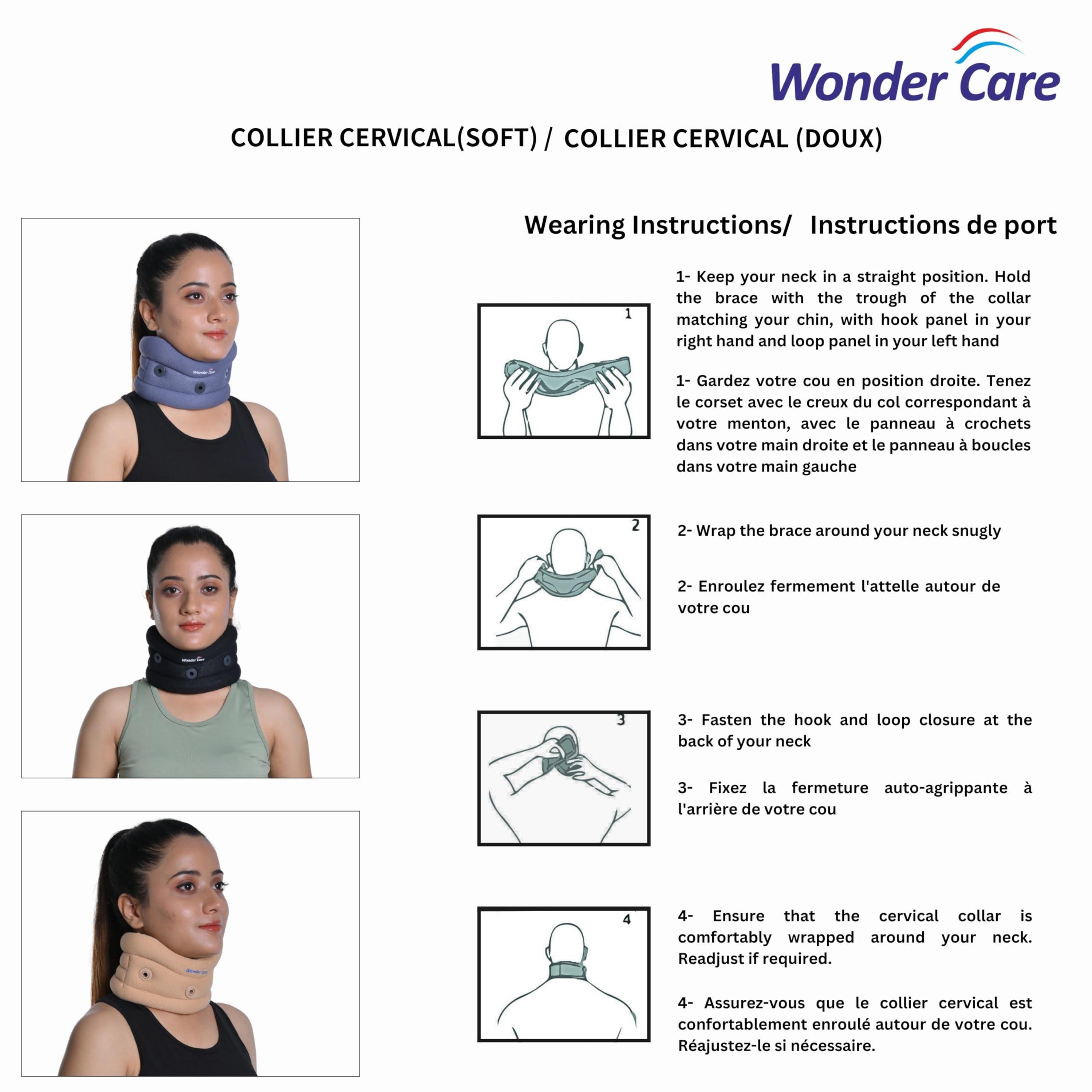 Wonder Care Wonder Care Cervical Collar for Neck Pain Soft Neck Support Brace for Spondylitis Neck Pain Relief for Men & Women (XL)