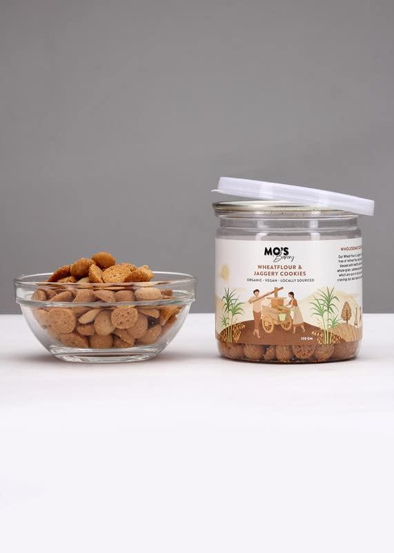 Mo's Mo's Wheatflour & Jaggery Cookies, 150 G | Cookies without Maida and refined sugar | Healthy Snack For Kids And Adults| Rich in Taste and Nutrition