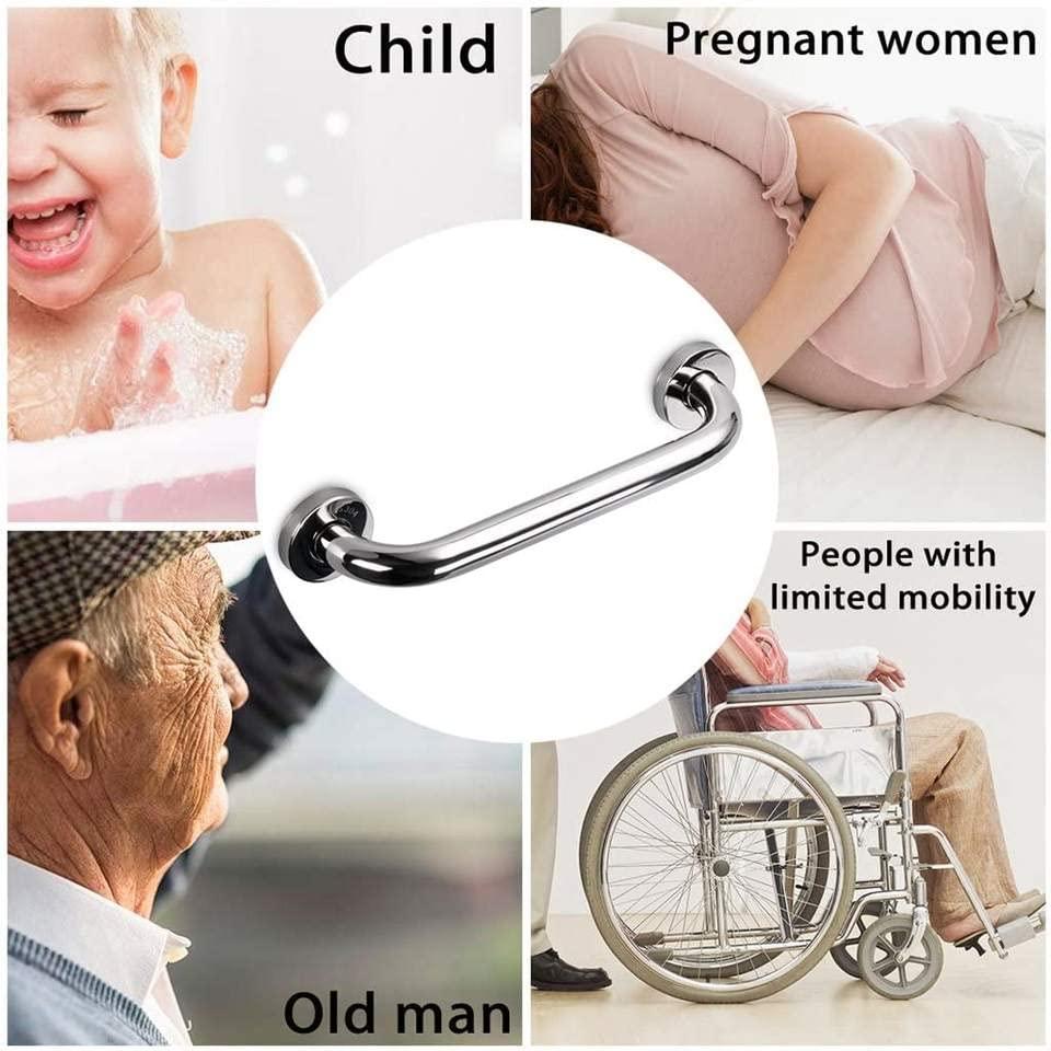 Shoppingekart Toilet Safety Handrails Elderly Disabled Stainless Steel Bathroom Bathtub Handle Support Grab Bar Wall Mounted Towel Rack (3 Pcs | Size 10inch |Finish Matte | Stainless Steel)