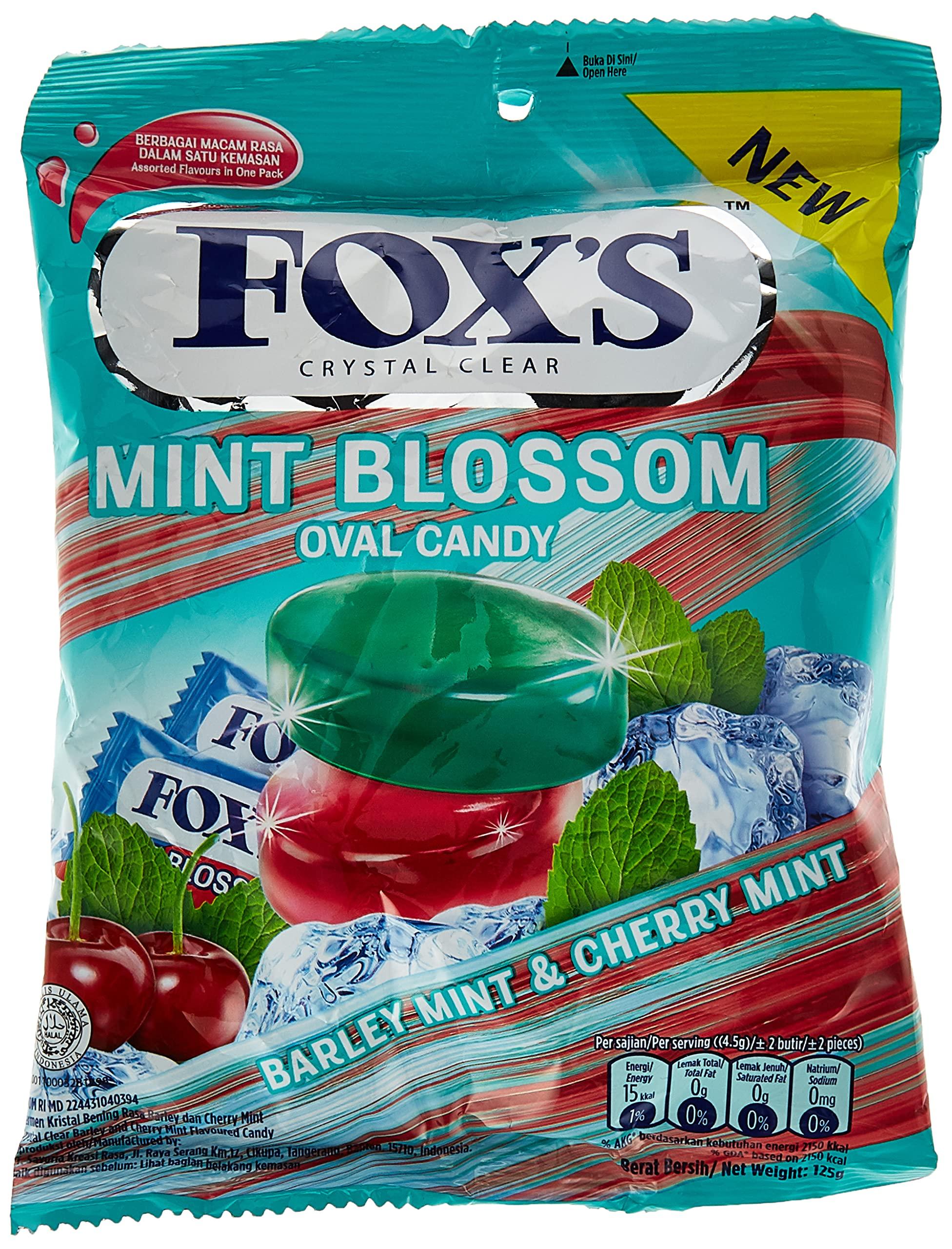 Fox\'s Fox\'s Crystal Clear Mint Blossom Oval Candy | Barley Mint & Cherry Mint, 4.41 oz 125 g