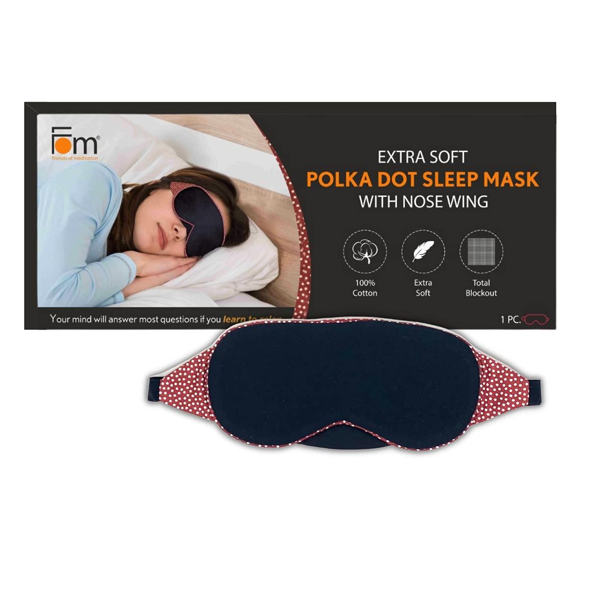 FOM (Friends of Meditation) Friends of Meditation 100% Cotton Sleep Mask | Light Blocking Sleep Eye Mask, Comfortable & Soft, Night Eye Mask for Travel | 100% Blackout w Nose Wire & Adjustable Band (Red)