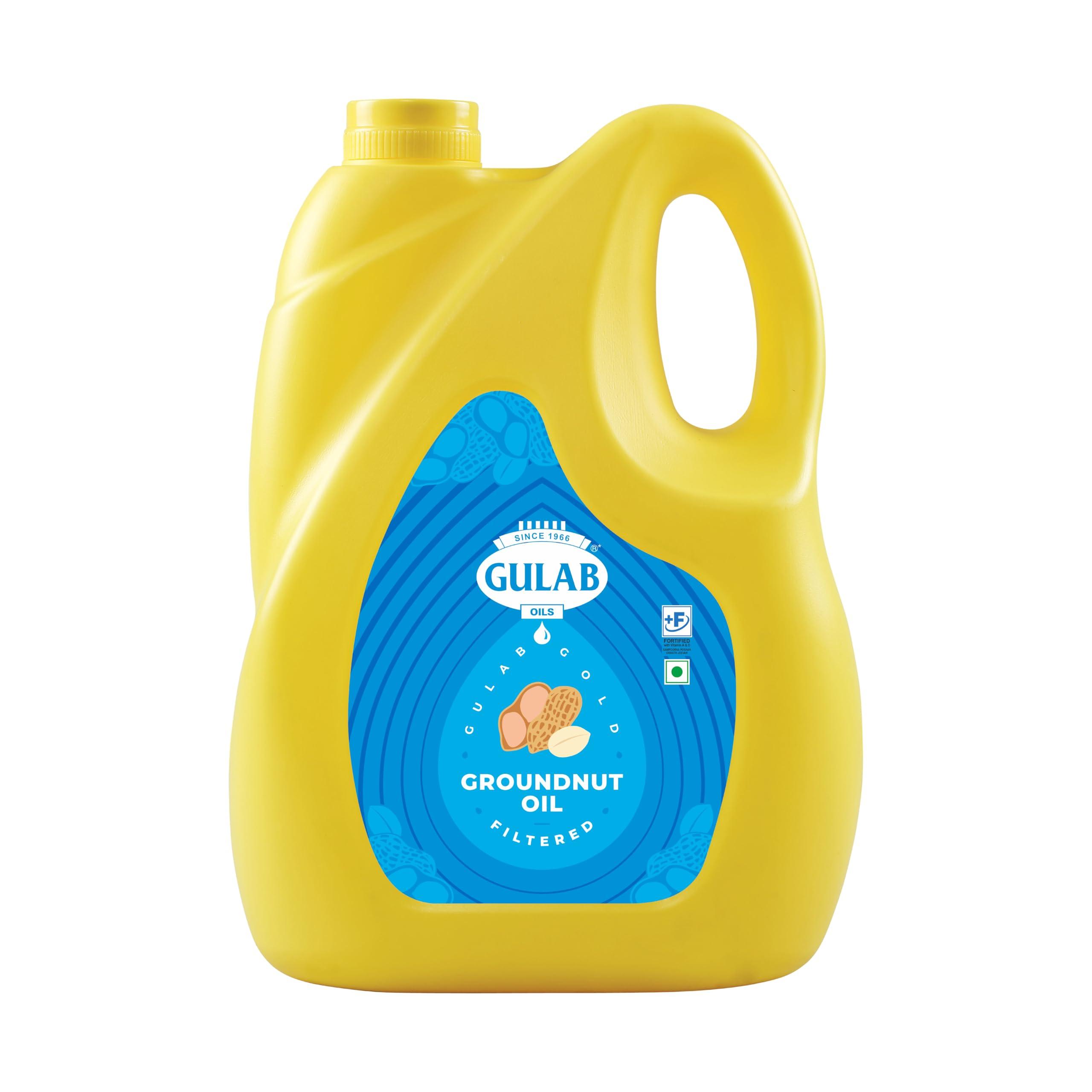 GULAB Gulab Gold 100% Pure Double Filtered Groundnut Oil (5 Ltr)
