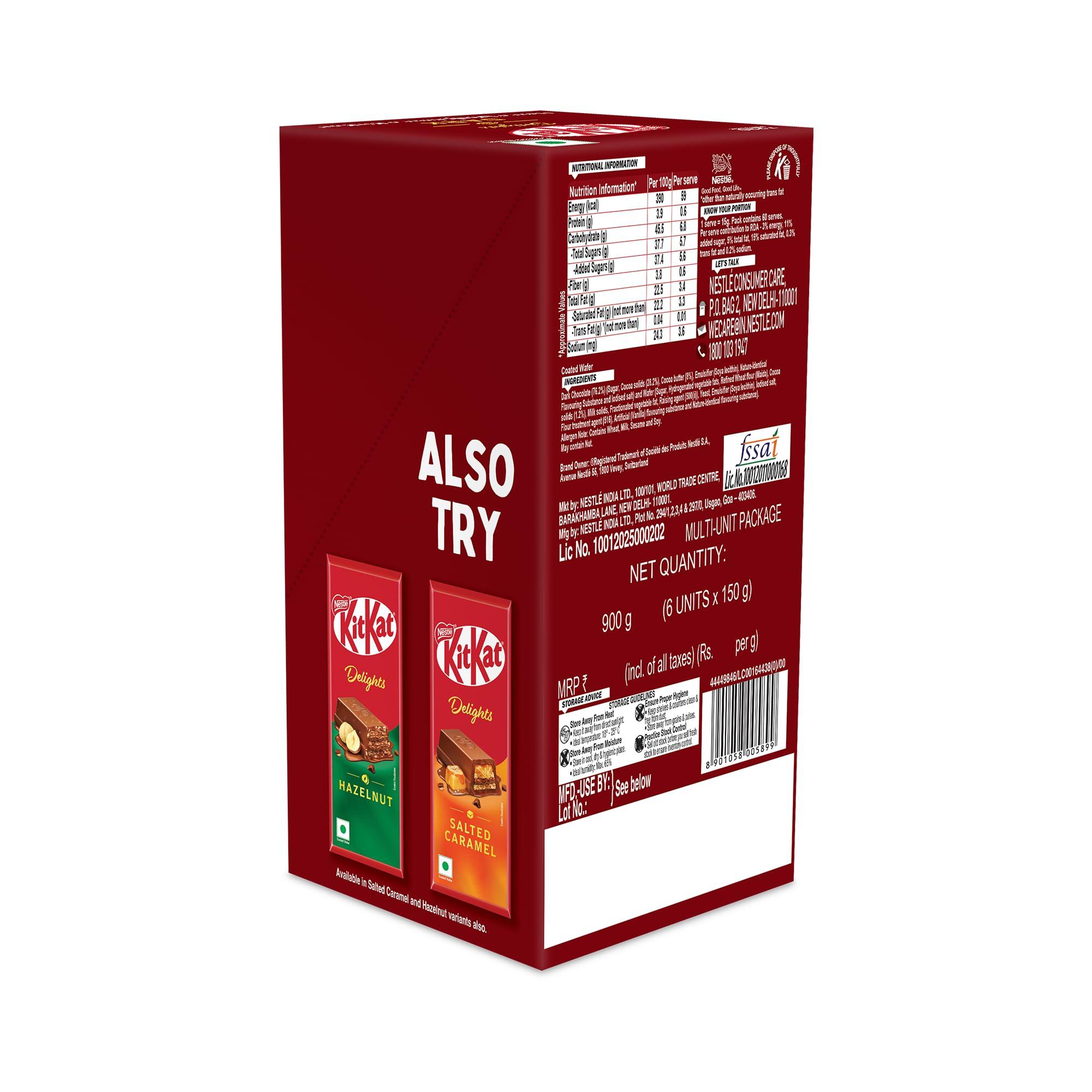 Nestle KIT KAT Dark Chocolate Coated Wafer, 150 Gram - Pack Of 6