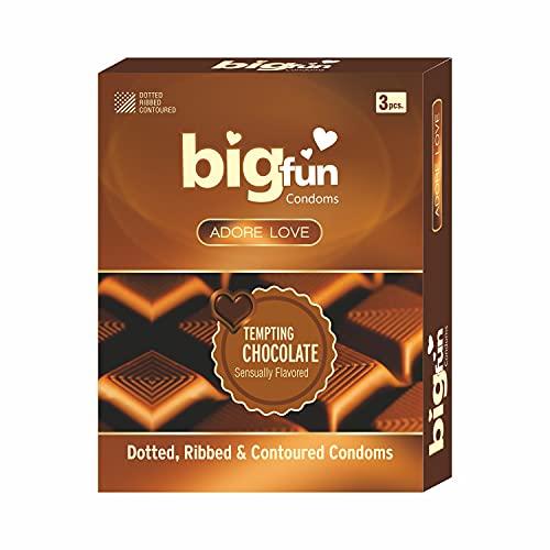 BIGFUN Bigfun Flavoured Condoms Combo Pack of 10(3Pcs Each Pack) | Dotted, Ribbed & Contoured Long Lasting Condoms For Men | Tempting Chocolate Flavored (Total 30 pcs)