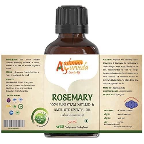 Aachman Veda Cure for Life Aashman Ayurveda  c Rosemary Essential Oil for Hair Growth,Quick Hair Growth Rosemary Oil for Women and Men - 100% Pure Rosemary Leaves Oil -50 ml(Rosemarry)