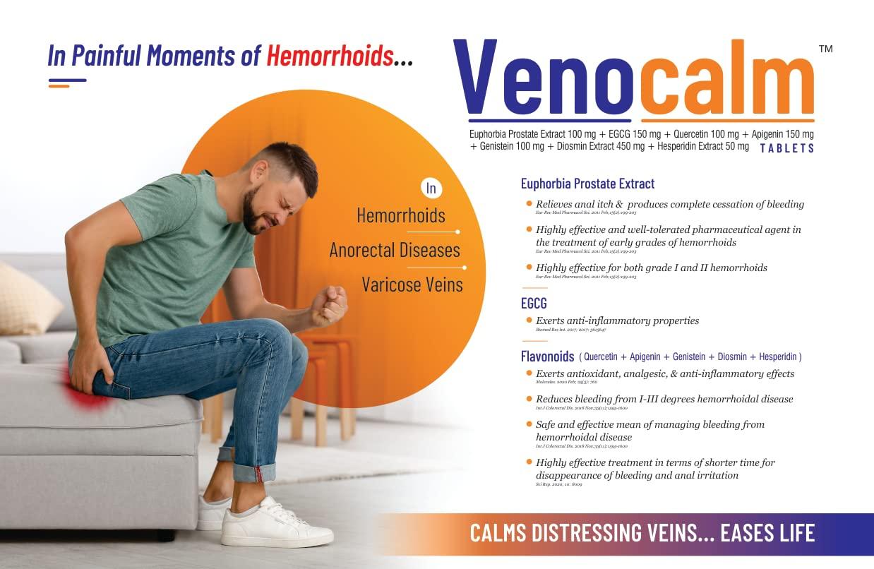 Medilife Healthcare Medilife Healthcare VENOCALM Tablets | New & Improved | In Bottle pack of 15 Tablets | Painful hemorrhoids | Bleeding hemorrhoids | Varicose veins | Anal fissure |15 Tabs Bottle Pack
