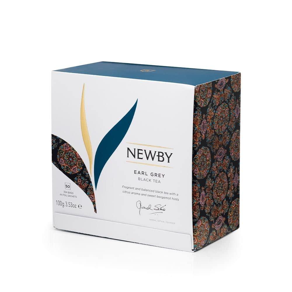 Newby Newby Earl Grey Tea Bags | Premium Black Tea Blended With Natural Bergamot Flavor & Citrus Twist | Light and Refreshing | 50 pieces | 100 Grams