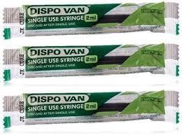 Generic DISPO Van Syringes 2ML with Needle For single use only - Pack of 100