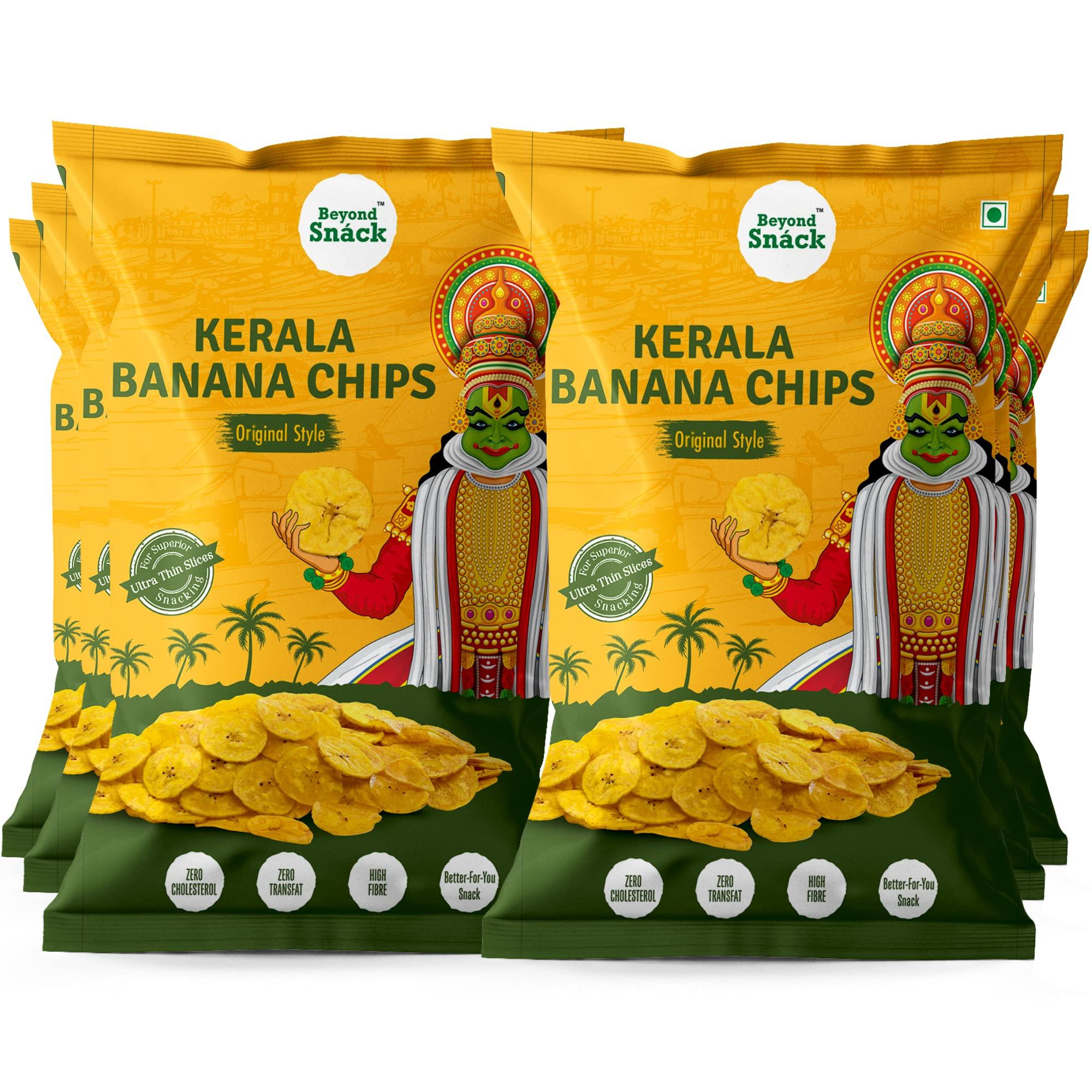 Beyond Snáck Beyond Snack Kerala Banana Chips Thin Crunch Crispy Snacks 600g (100g*6packs) - Party Pack (600gm (pack of 6), Original Style)