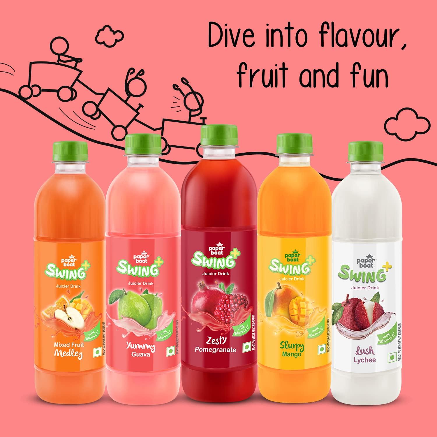 Paper Boat Paperboat Swing Zesty Pomegranate Juice with Vitamin D, 600 ml Each - Pack of 6