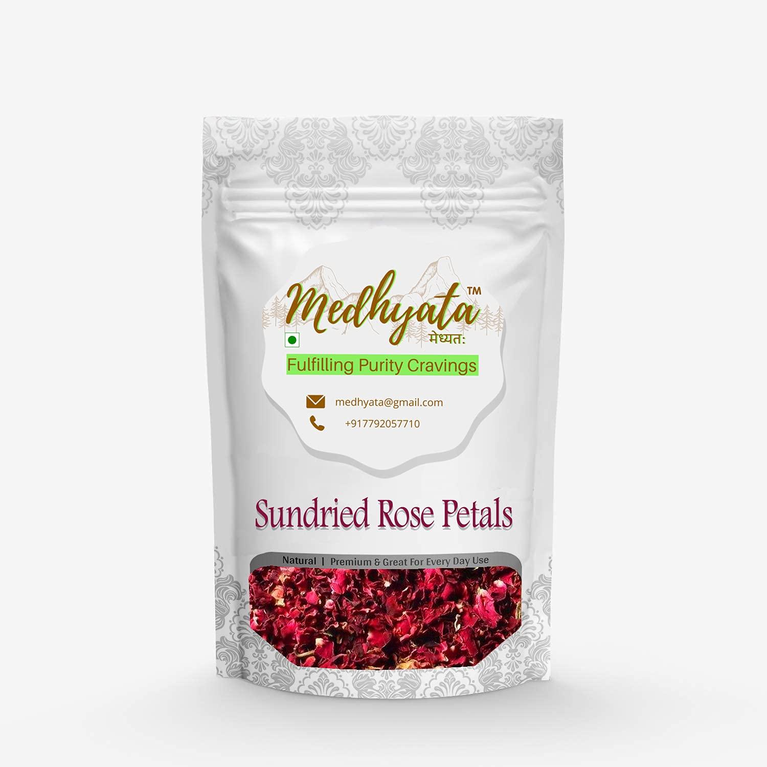 Medhyata Medhyata Premium Sun Dried Rose Petals (Gulab Patti) (100% Edible) (200g)