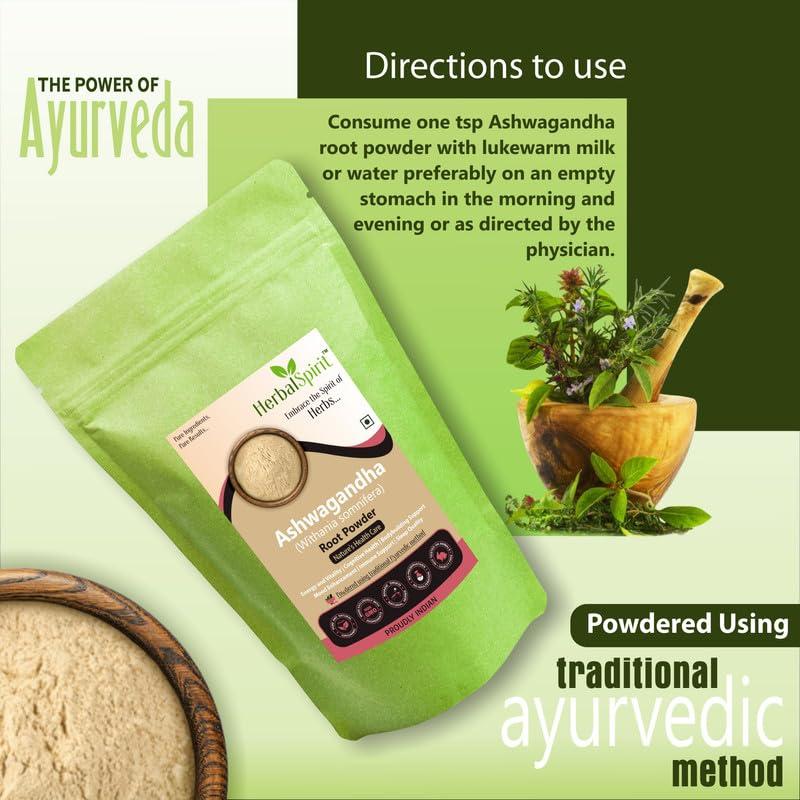HerbalSpirit Herbal Spirit Ashwagandha Powder Organic, 900gm | Ashwagandha Churna Powder | Aswagandha or Ashwagandha Root Powder | Organic Ashwagandha Powder | Organic Ashwagandha Powdered