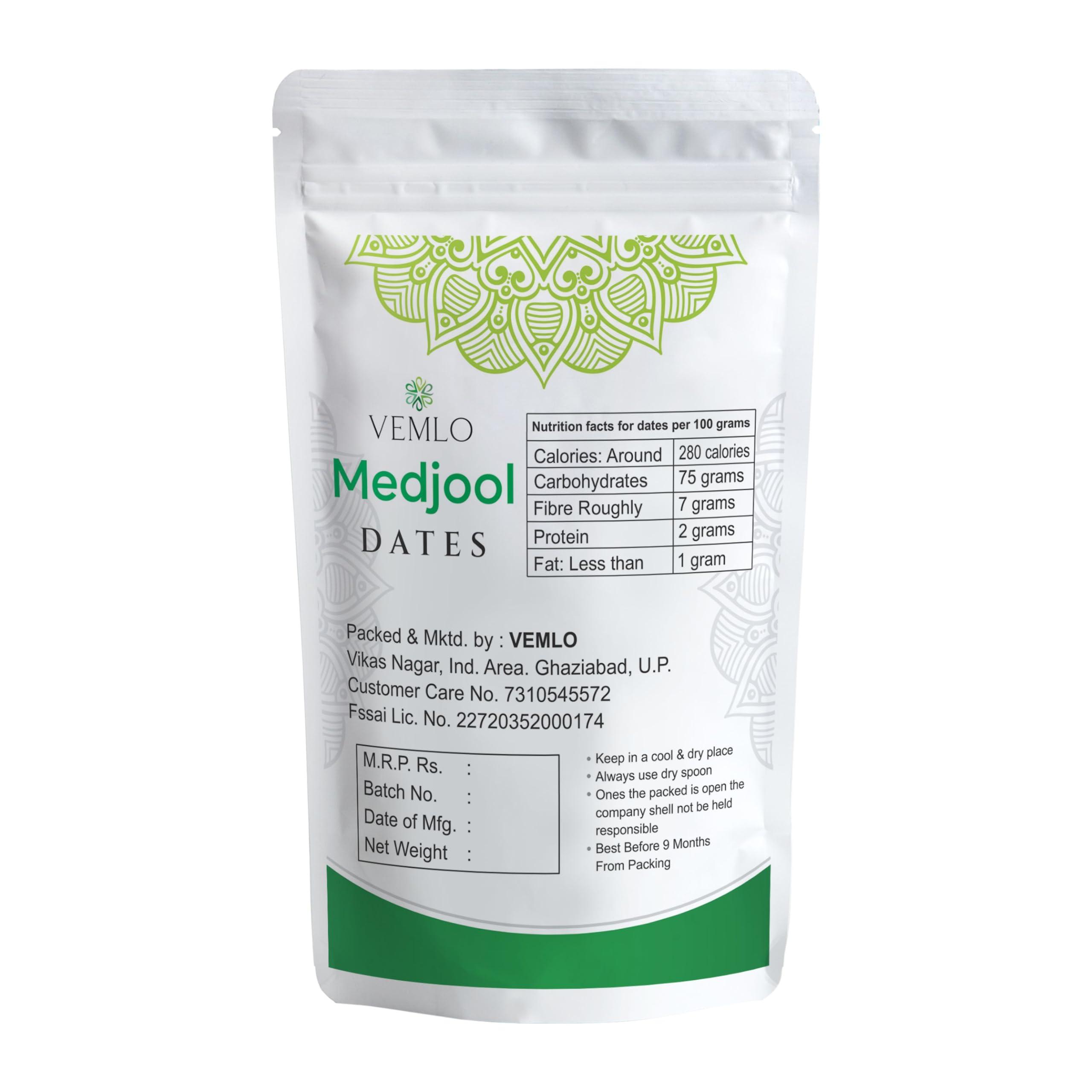 VEMLO VEMLO Soft Fresh Sweet Medjool Organic Dates Khajoor 450 Gram For Ramzan Healthy Nutritious Snack | Rich in Vitamins & Minerals | Natural Sweetener