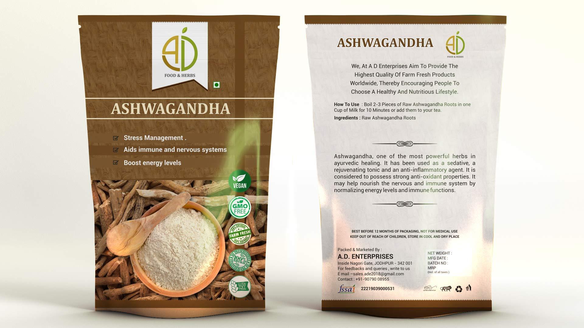A D FOOD AND HERBS A D Food & Herbs Organic Ashwagandha/Withania Somnifera/Indian Ginseng Roots (1 Kg)