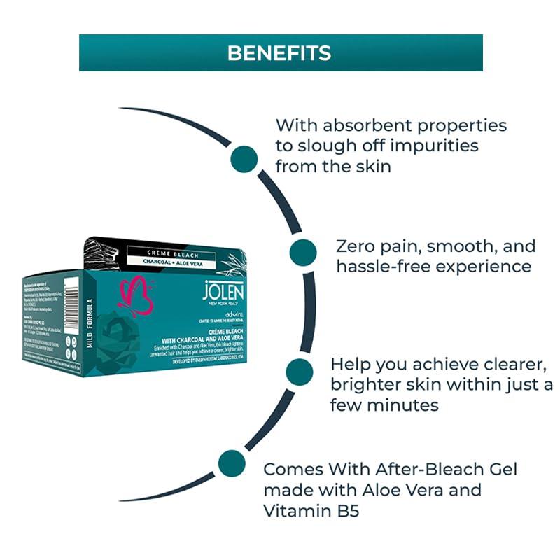 Jolen New York Jolen New York Creme Bleach with Charcoal and Aloe Vera, 247gm