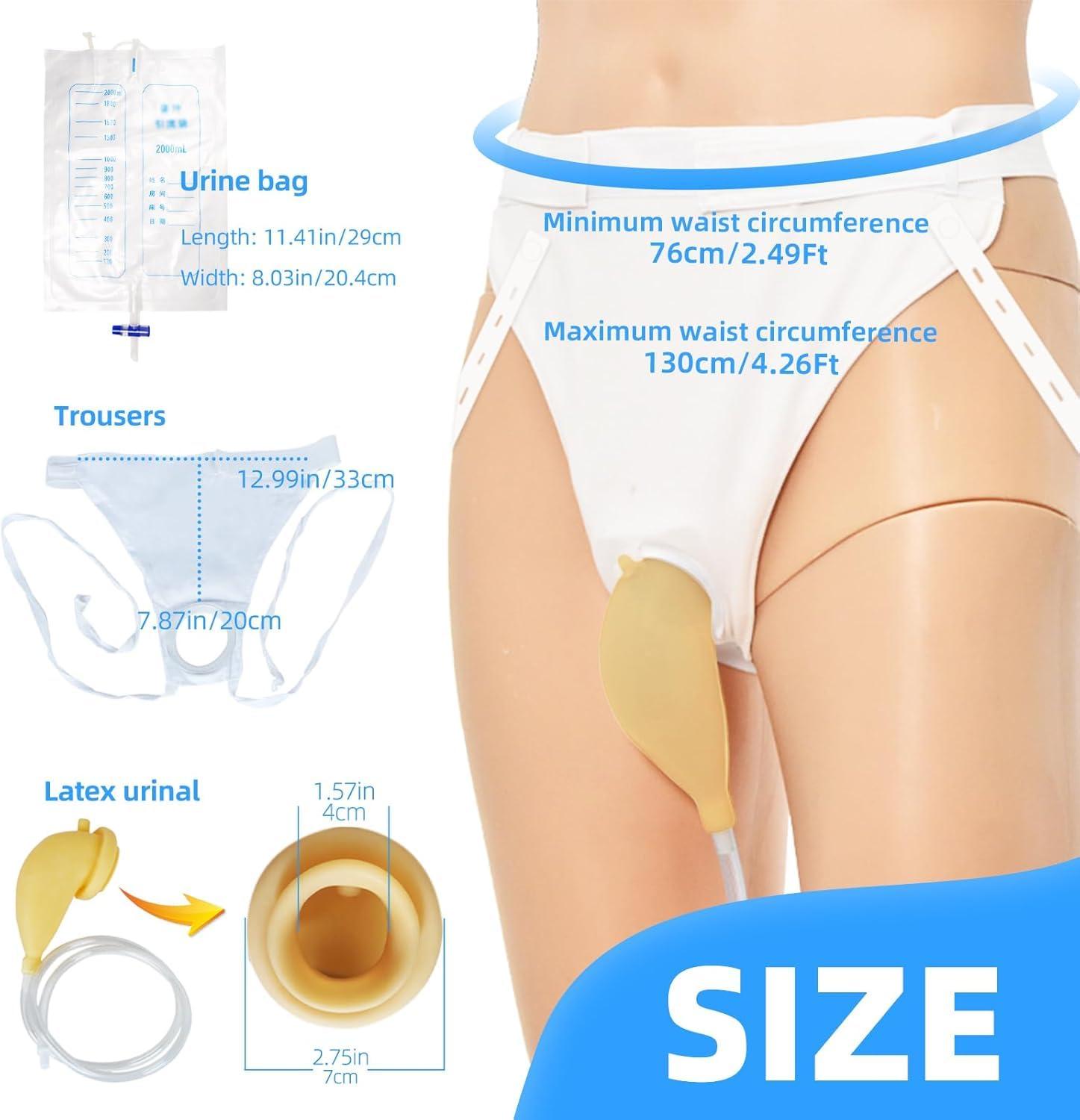 KINETIKITCH Wearable Urinal for Men Portable Latex Urinary Drainage Bag System with 1000ml Collection Bag, Skin-Friendly & Odorless (Universal Fit) (Universal Style)