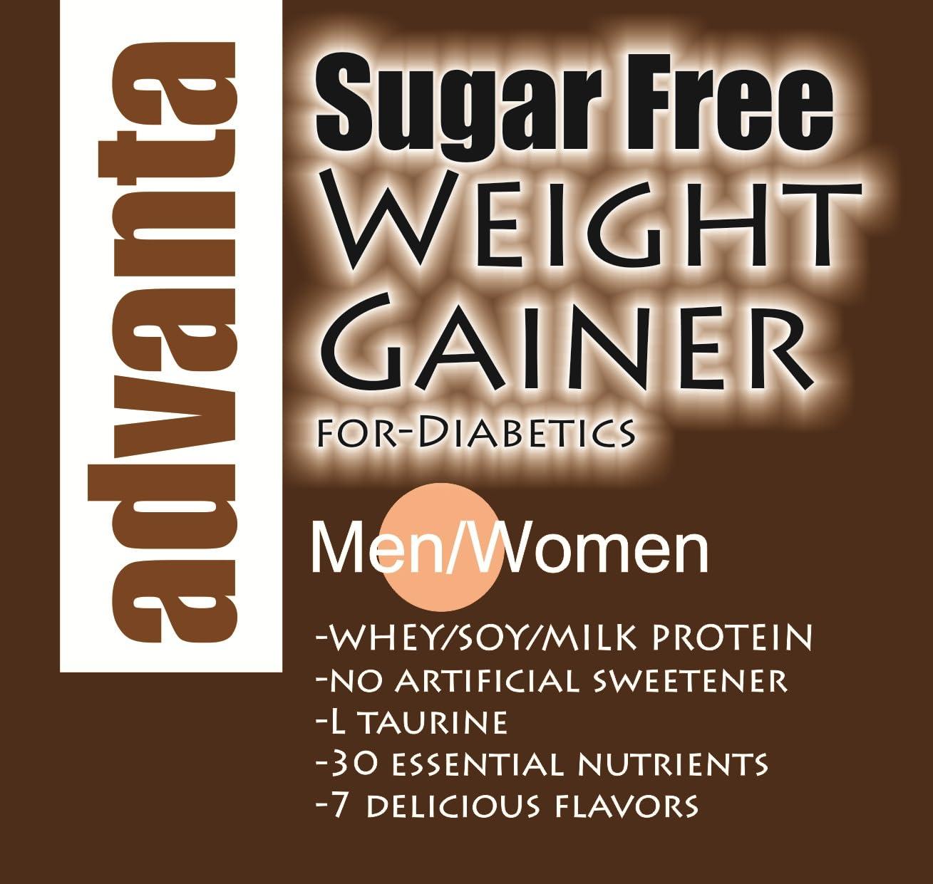 ADVANTA Advanta Sugar Free Weight Gainer Protein for Diabetics 1 kg (Banana) + Nutrisugar 75 gm Powder