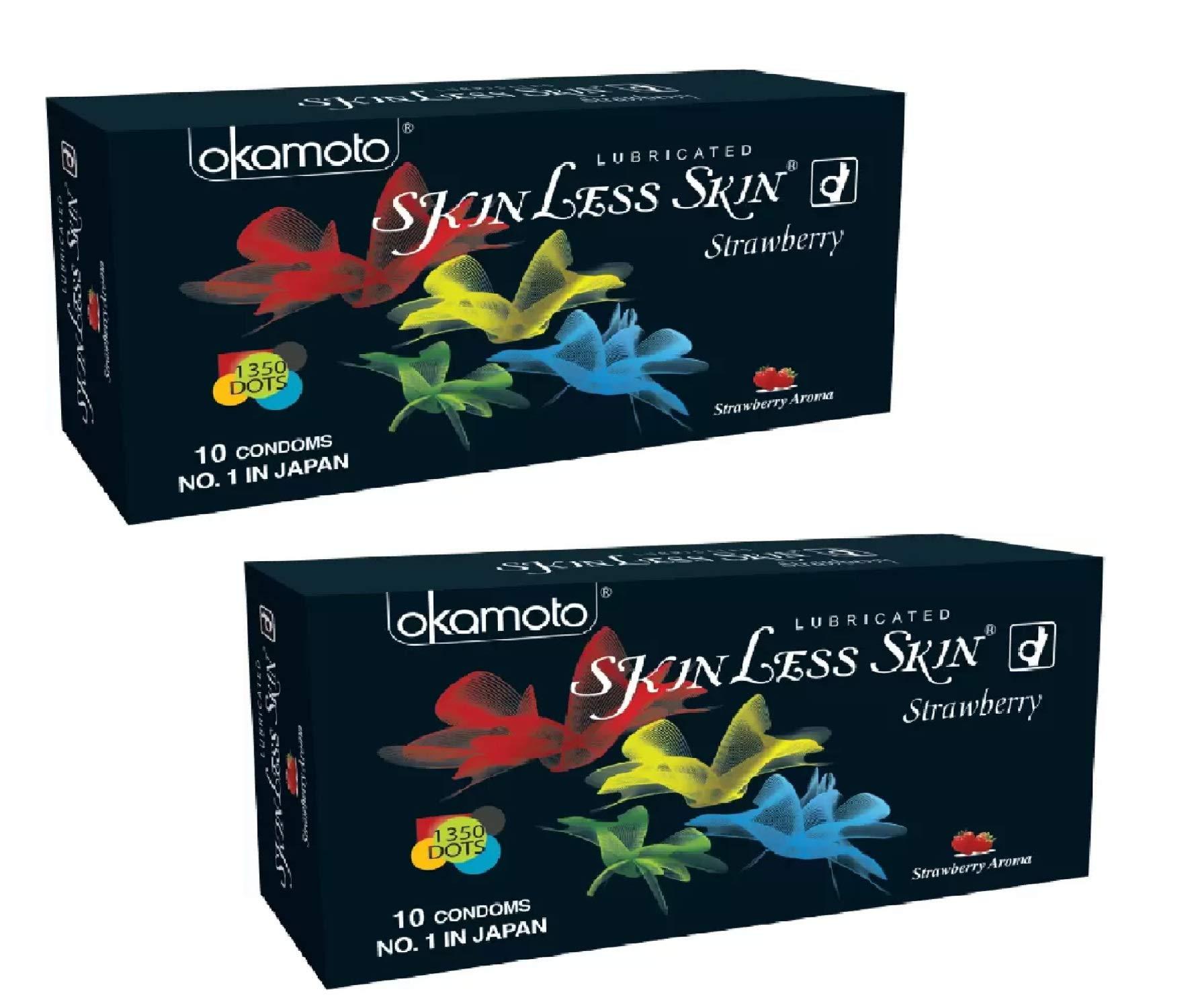 okatomo Lubricated Skinless Skin Strawberry Condom (No.1 In JAPAN) (Strawberry Aroma) (20S)