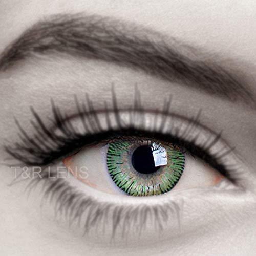 Iconic eye Iconic Eye Green Monthly Zero Power Monthly Contact Lens 2+ Multi Plus Solution with Lens Storage Box - By T&R Lens