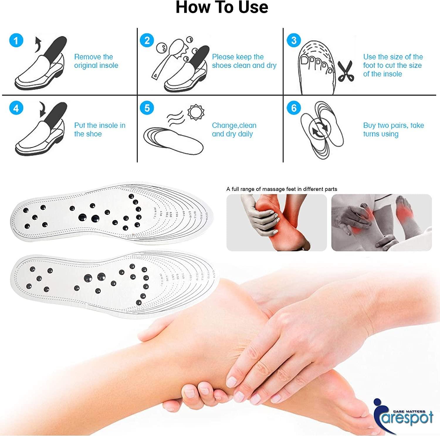 TREZOP Trezop Acupuncture point soles slimming health insoles magnetic therapy massage insole (Male(Free Size), Black (Pack of 1))