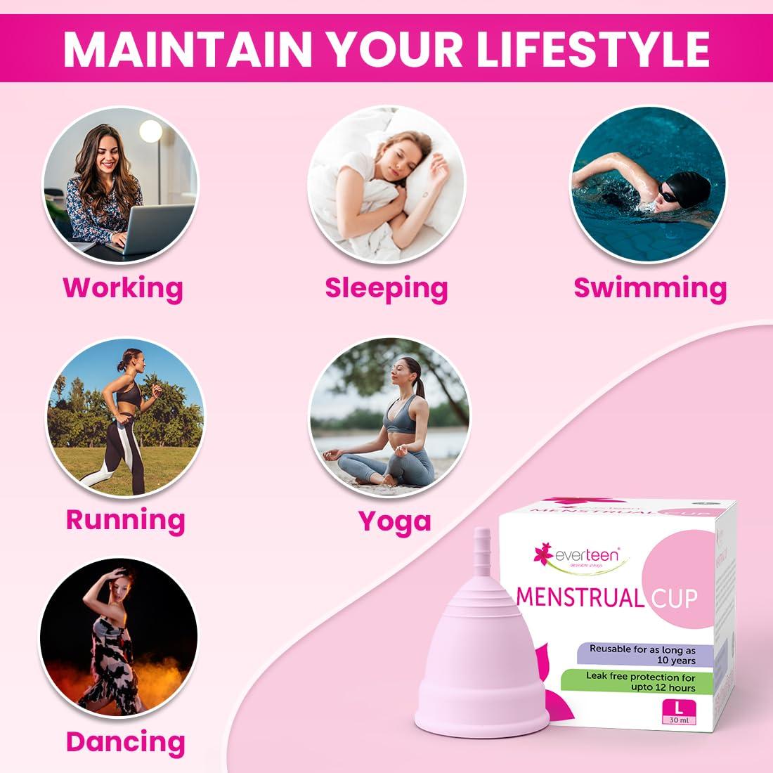Everteen Everteen Small Menstrual Cup For Periods|Odor-Free, Rash-Free, No Leakage|12-Hour Protection|Up To 10 Years|Medical-Grade Silicone|Free Pouch|Sanitary Cup For Feminine Hygiene- 1 Count