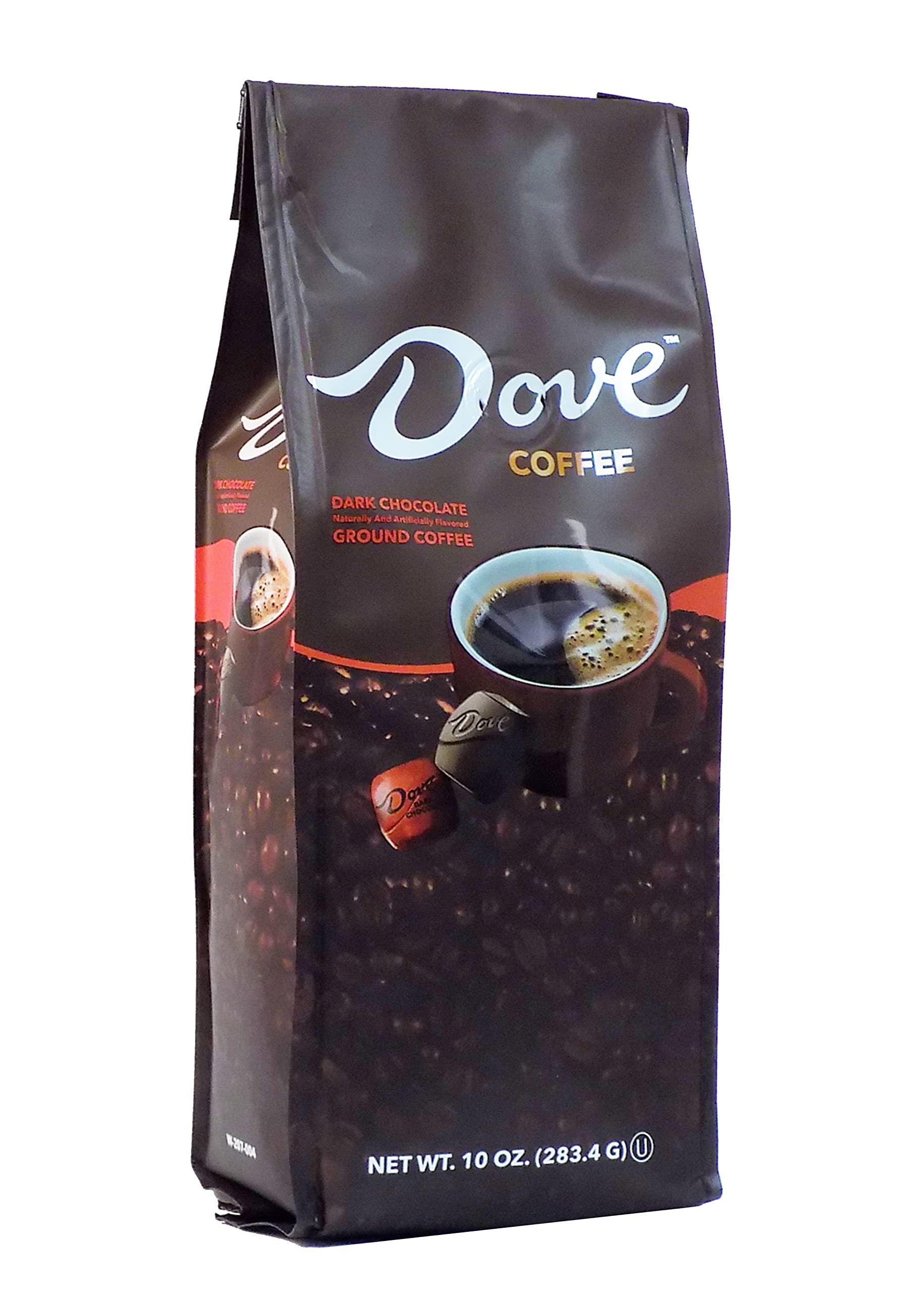 White Coffee Dove Dark Chocolate Flavored Medium Roast Ground Coffee 10oz, 283.4g