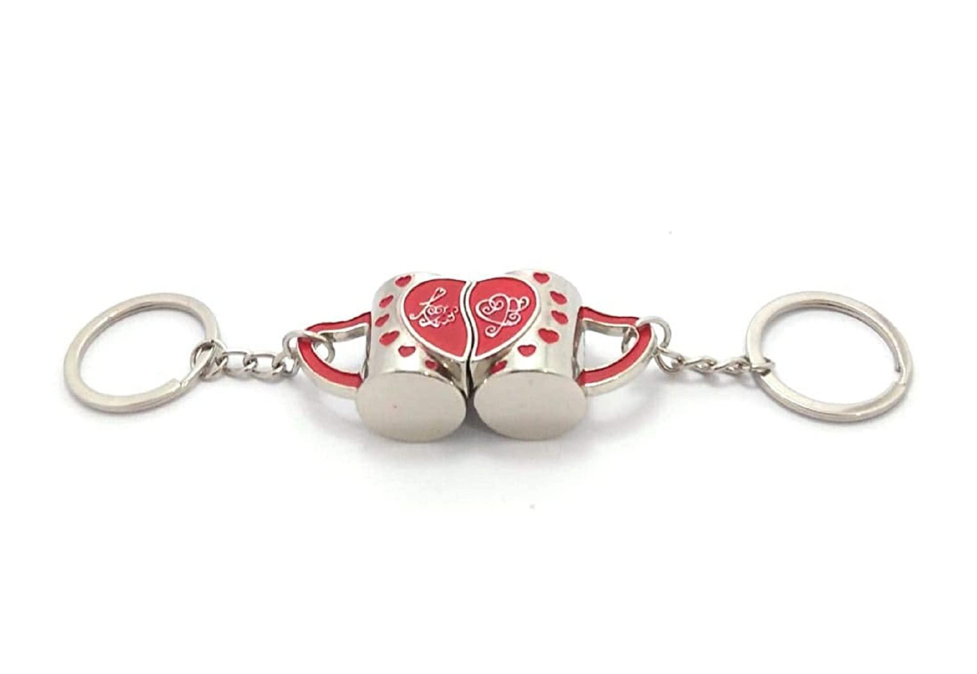 AUGEN AUGEN Premium Couple Mugs Stainless Steel Keychain Metal For Gifting With Key Ring Anti-Rust (Pack Of 1)