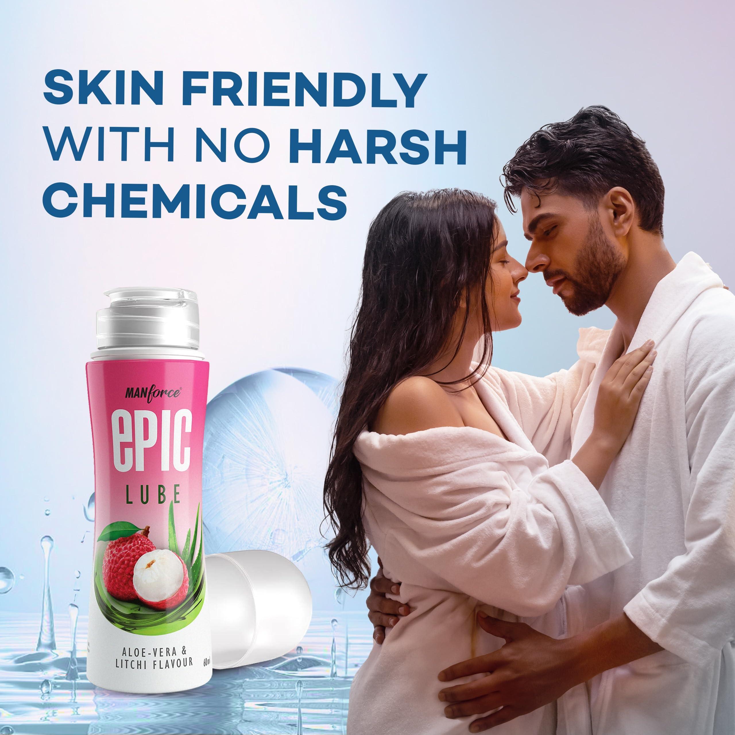 Manforce Manforce Epic Lube (Lubrication Gel for Men & Women) |Aloe-Vera & Litchi Flavoured |Water-Based Gel |Skin-Friendly |Safe to Use with Condoms |60ml