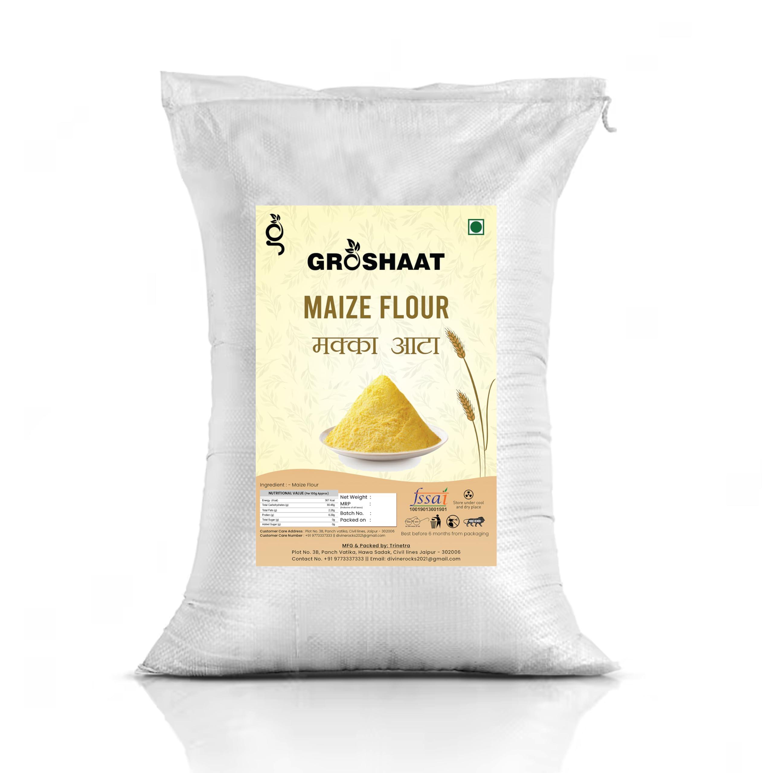 Groshaat Groshaat Makka Atta (Maize/Corn Flour)- 10Kg Pack Rich in VitaminB12, Energy enhancer, Rich in solublefiber, Aids In digestion