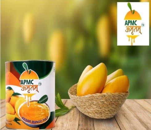 APMC APMC Kesar Mango Pulp | Aamras | No Added Sugar | No Preservatives 850 Gm