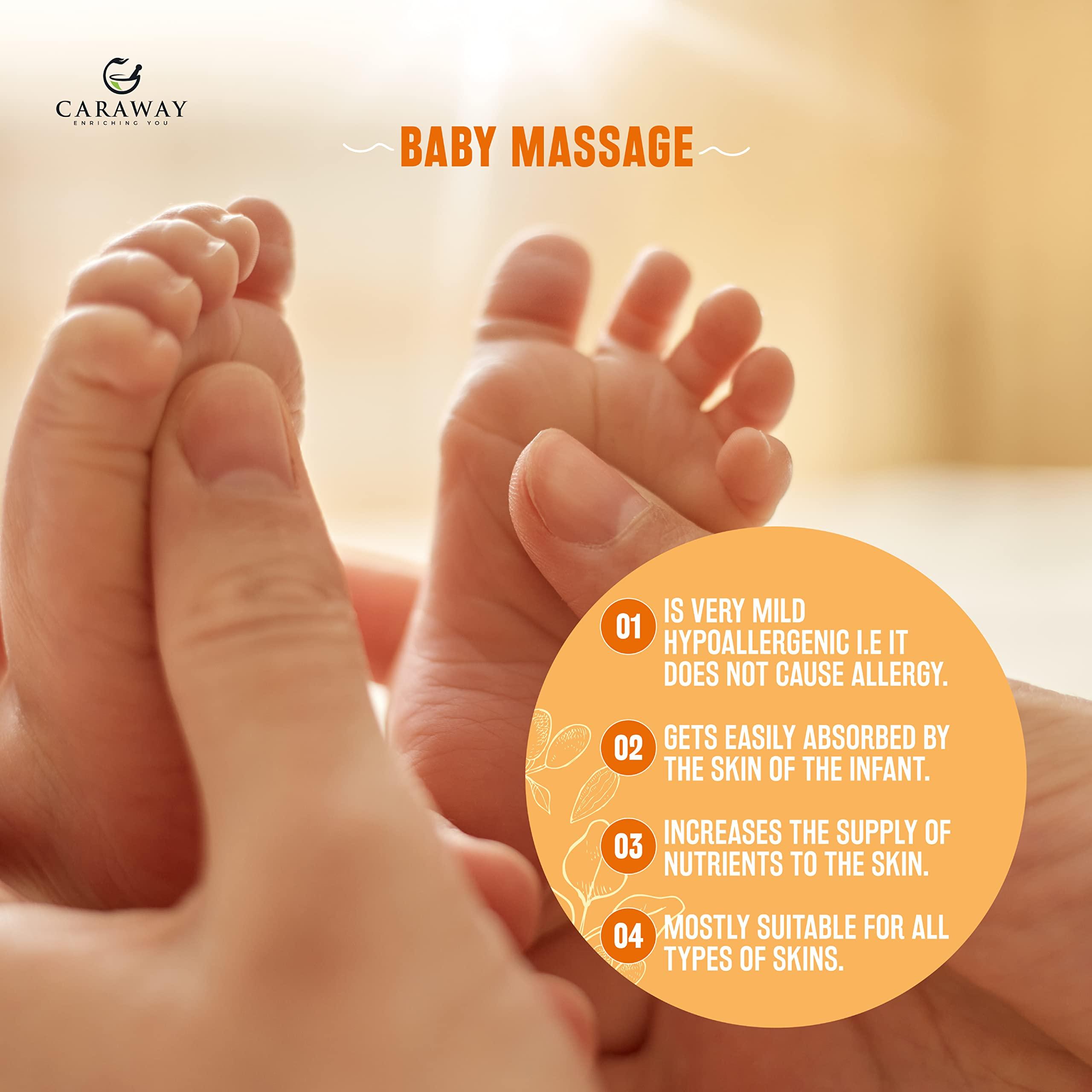 CARAWAY CARAWAY Certified Organic Almond Oil for Face - Cold Pressed Badam Rogan Oil for Baby Massage and Hair Care - Edible Grade - 50 ml