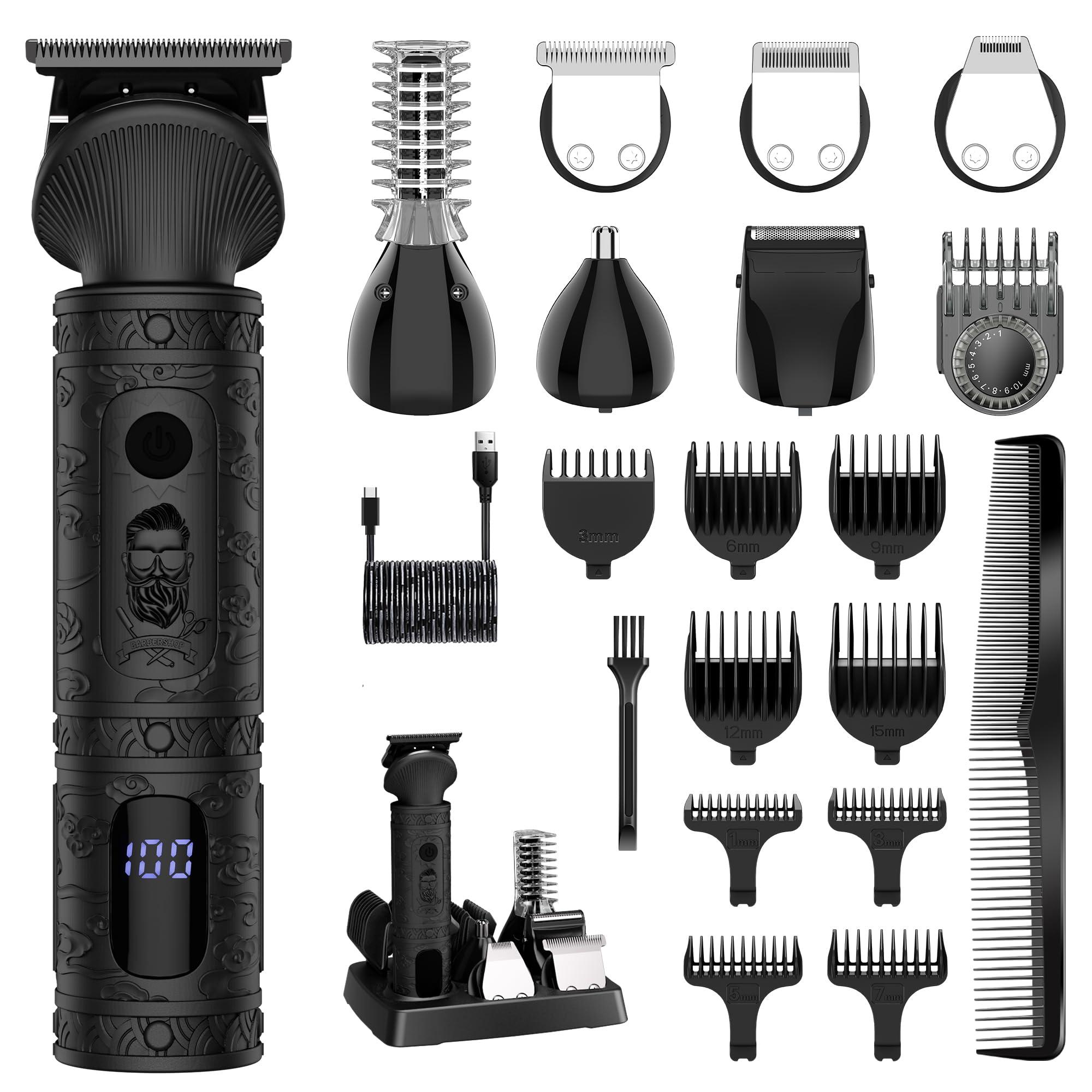 Scttomon Scttomon Beard Trimmer for Men Professional Mens Beard Grooming Kit T-Blade Trimmer Razor Nose Body Trimmer Hair Cutting Kit Cordless 7 in 1 Black